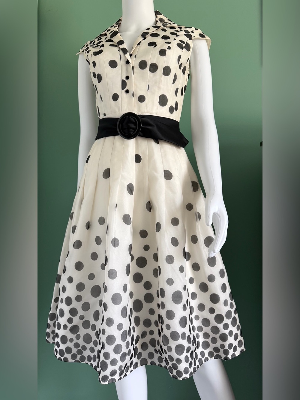 Kay Unger New York Vintage Style Polka Dot Shirtwaist Dress